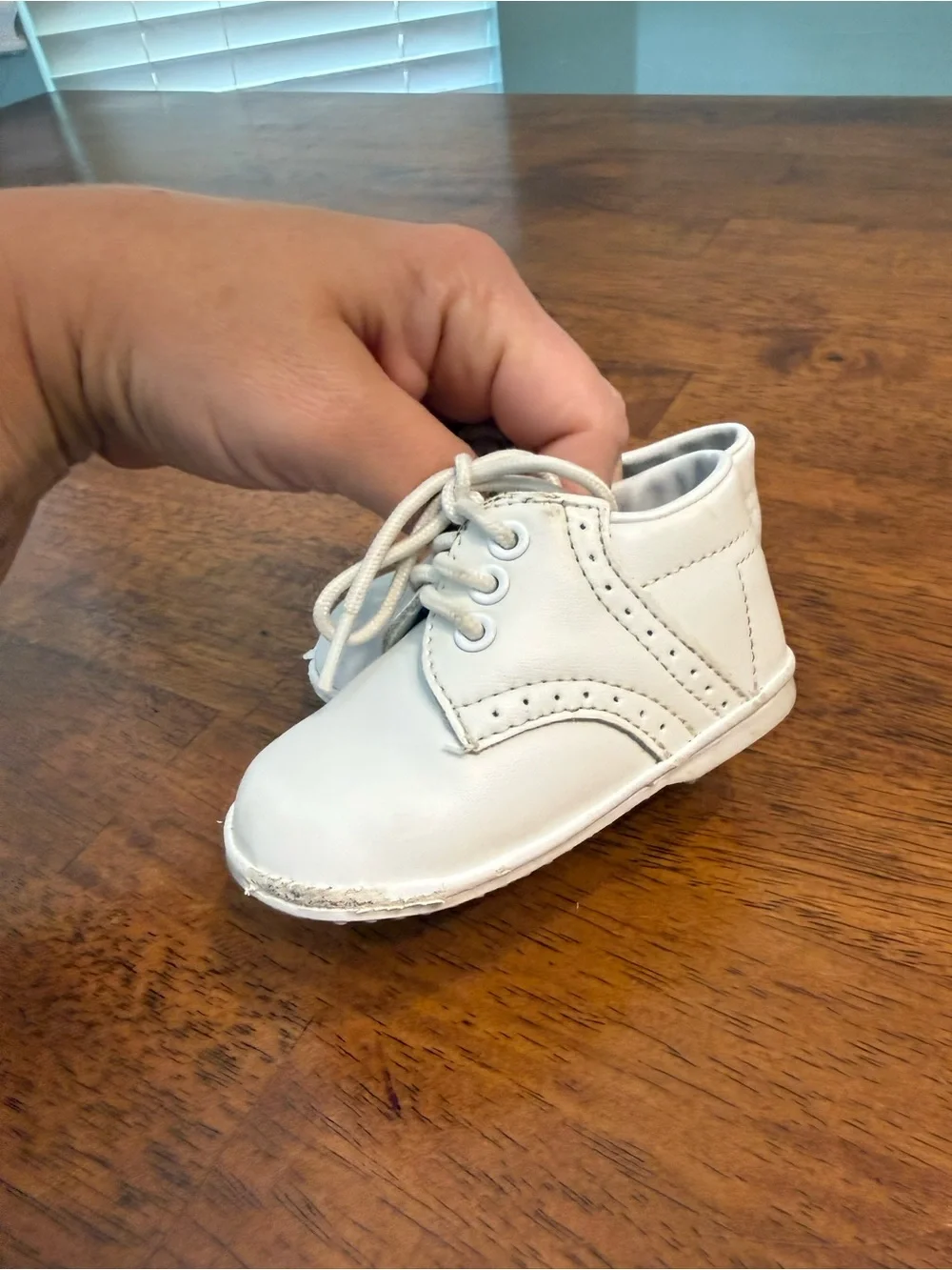 L'Amour Angel James White Leather High Top Lace Up Oxford Baby Walking Shoes 2